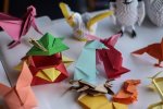 Gotowe prace uczestników warsztatów origami UŚD (fot. Justyna Dziwińska)