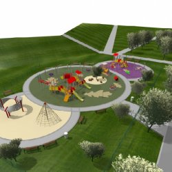 Wizualizacja nowego placu zabaw w dąbrowskim Parku Hallera (fot. materiały UM Dąbrowa Górnicza)