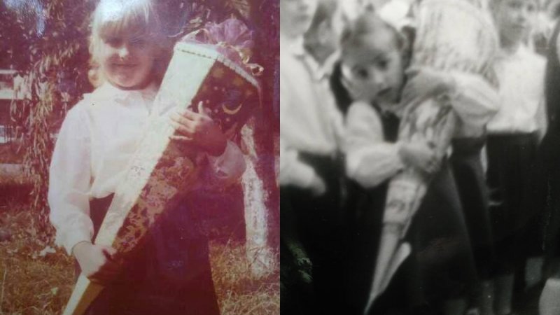 Agnieszka 27 lat temu i Justyna 30 lat temu - dzisiejsi rodzice też byli kiedyś pierwszakami i też mieli swoje tyty (fot. archiwum rodzinne Agnieszki i Justyny)