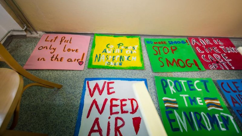 Barwne transparenty przygotowane na pochód dzieci w ramach Szczytu Klimatycznego (fot. mat. organizatora)