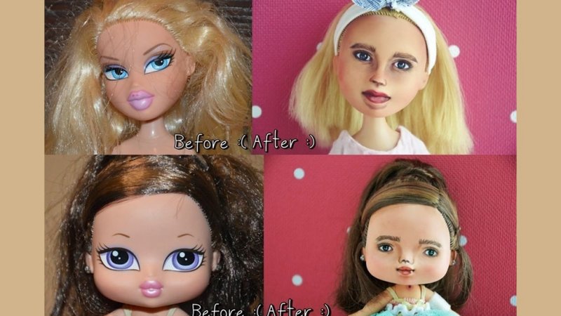 Lalki przed i po metamorfozie (fot. Ignatow Repainted Dolls)