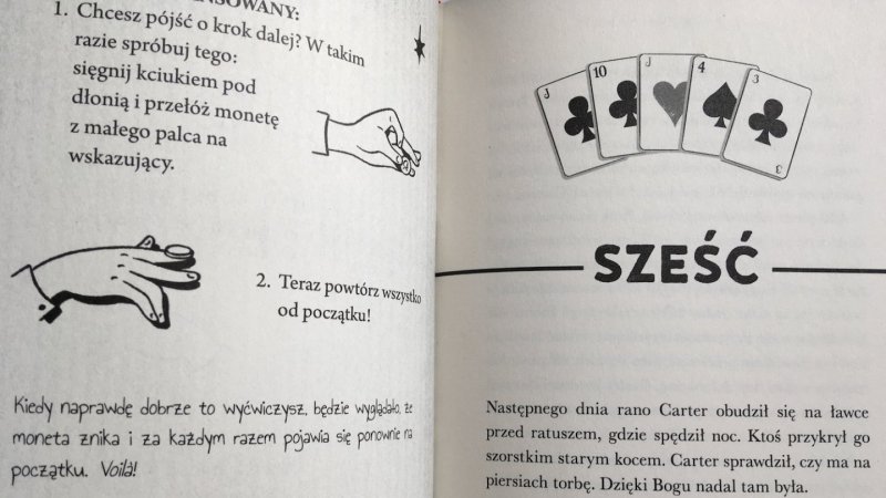 W książce znajdziemy instrukcję do nauki magicznych sztuczek i trików (fot. Ewelina Zielińska/SilesiaDzieci.pl)