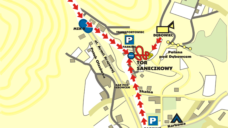 Mapka dojazdu (www.torsaneczkowy.bielsko.pl)