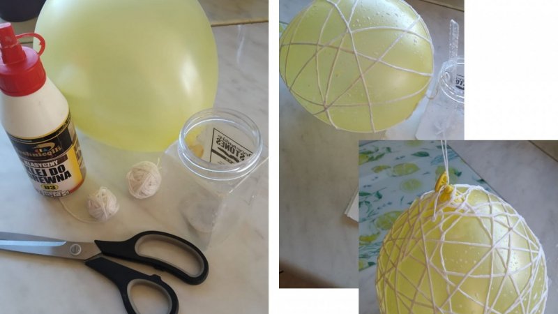 Do wykonania pisanek potrzebny będzie sznurek, klej i balonik (fot. mat. SilesiaDzieci)