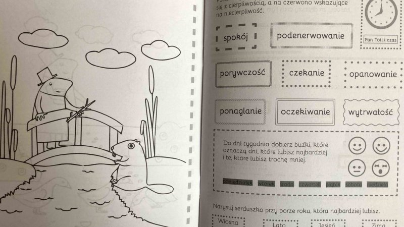 "Kolorozadanka" to mała gazetka uzupełniająca treści z książki (fot. Ewelina Zielińska/SilesiaDzieci.pl)