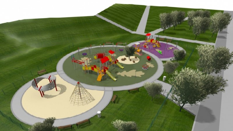 Wizualizacja nowego placu zabaw w dąbrowskim Parku Hallera (fot. materiały UM Dąbrowa Górnicza)
