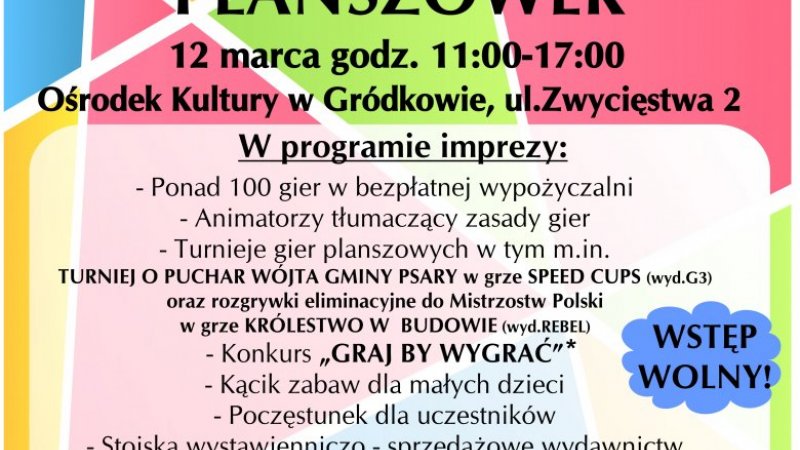 Gmina Psary zaprasza na Rodzinny Festiwal Planszówek (fot. mat. organizatora)
