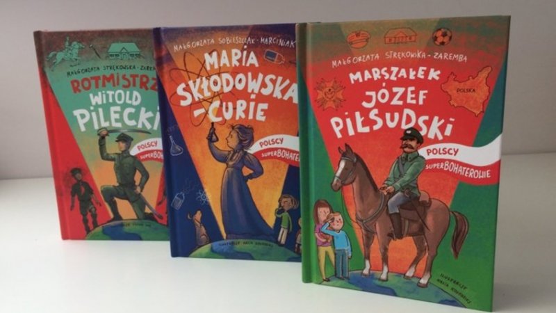 Seria „Polscy superbohaterowie" wydawnictwa RM to, przygotowane z myślą o dzieciach, biografie znanych Polaków (fot. mat. SilesiaDzieci.pl)