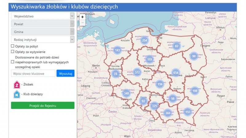 Dzięki mapie szybko i łatwo znajdziecie instytucje, które są blisko Waszego miejsca zamieszkania (fot. print screen strony empatia.mpips.gov.pl)